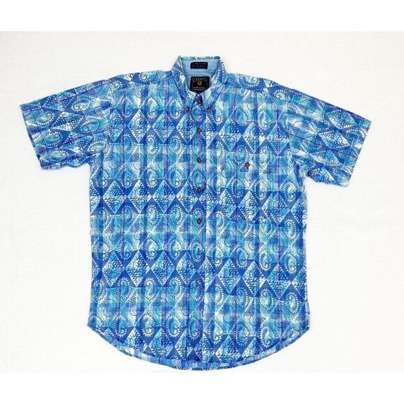 Vintage Chaps Ralph Lauren Shirt Medium Paisley Blue Purple Button Front - Picture 2 of 10